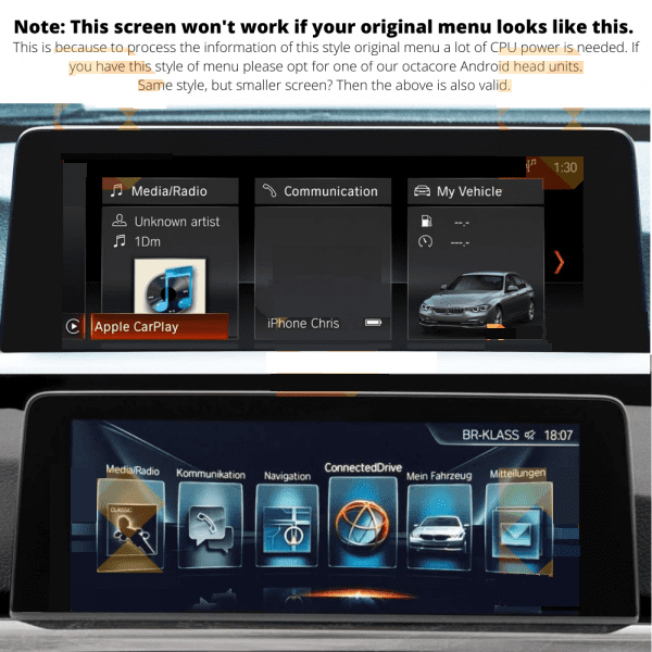 CarPlay and AndroidAuto 8.8" Navigation Touch Screen for BMW 1 Series F20/F21