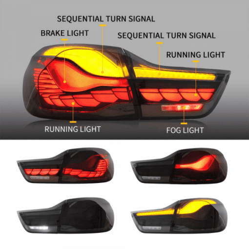 BMW 4 Series F32 F33 F36 & M4 F82 F83 Black Optic Smoke OLED Taillights GTS CS Style