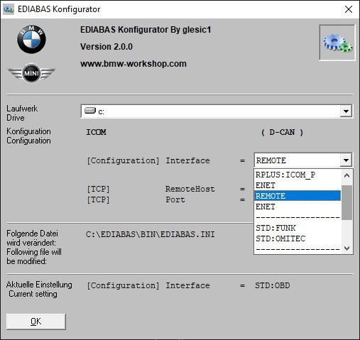 Configure BMW ISTA 4.28.xx software with new Firmware